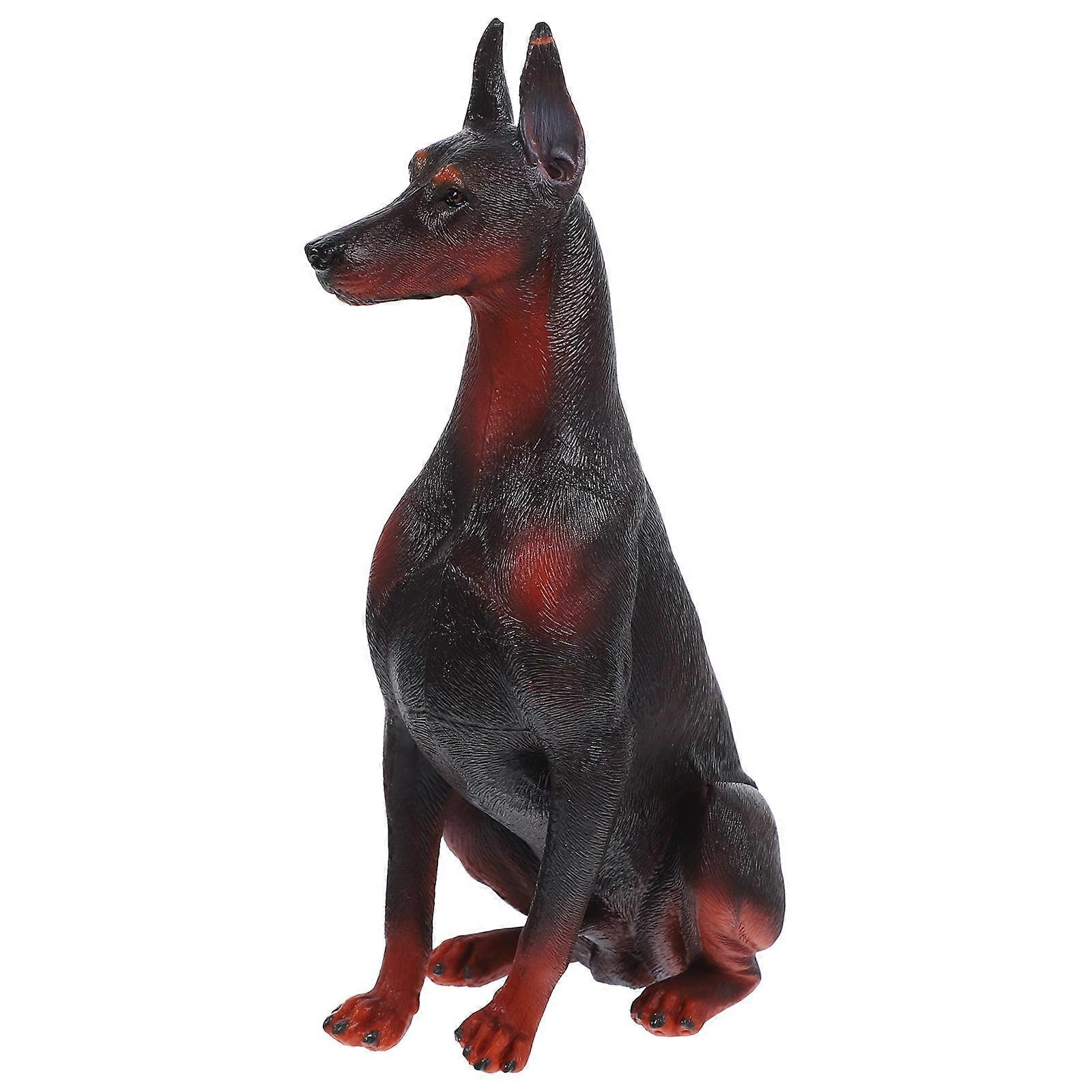Realistic Doberman Model Simulation Dog Figurine For Home Decoration Educational Use Sitting Posture 1Set