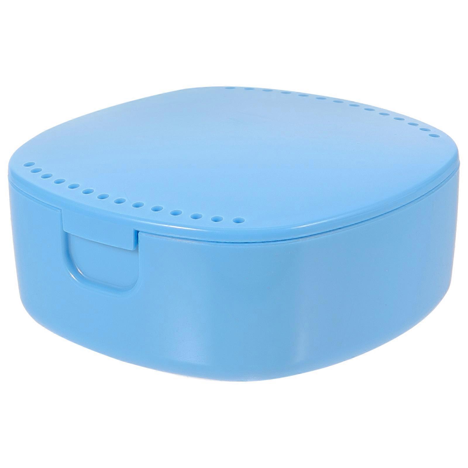 Retainer Case Denture Box for Women Use with Mirror and Vent Hole 2Pcs