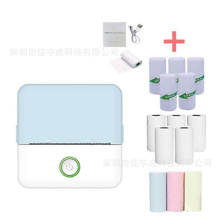 Portable Thermal Printer with 5 Rolls of Printing Paper, 5 Rolls of Adhesive Paper and 3 Rolls of Blue Colored Paper