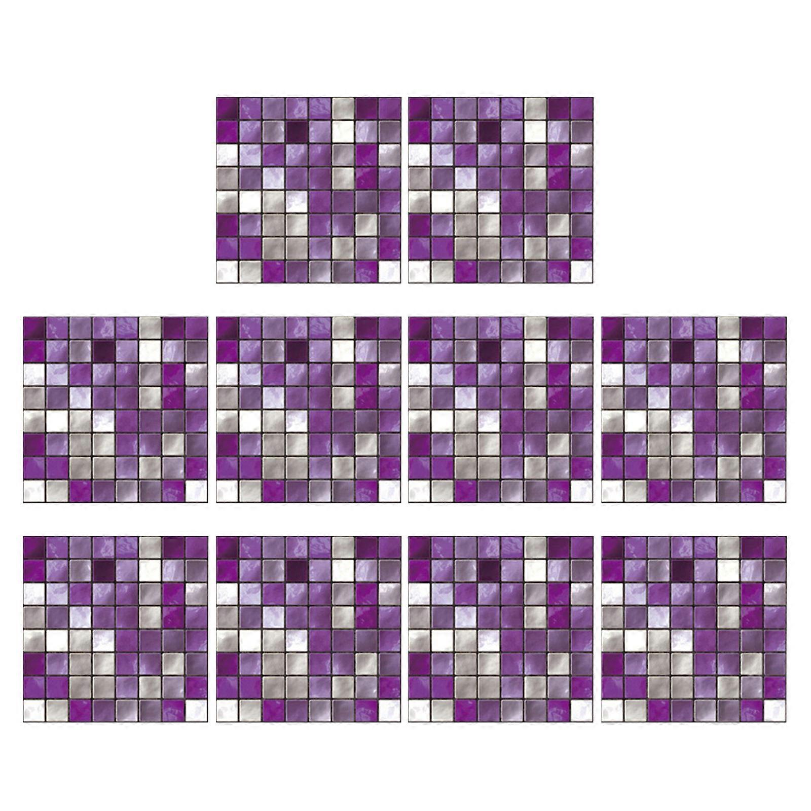 Decorative Purple Tile Stickers PVC Waterproof Wall Decals 40Pcs