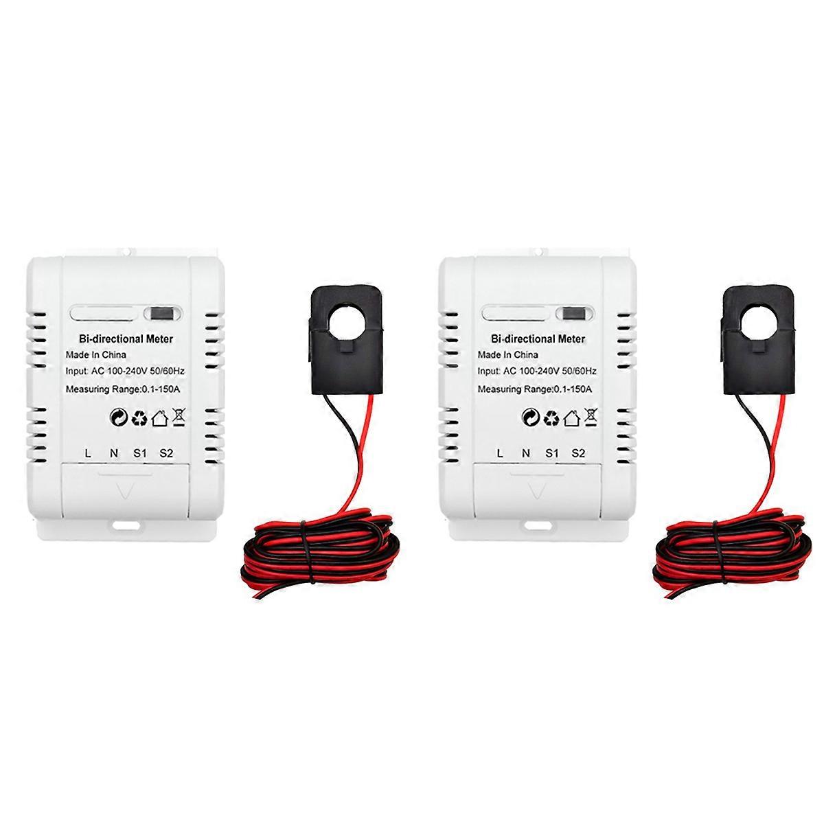 2X Tuya Solar PV Bidirectional WiFi Energy Meter with CT 150A Two Way Clamp Current Sensor Transform