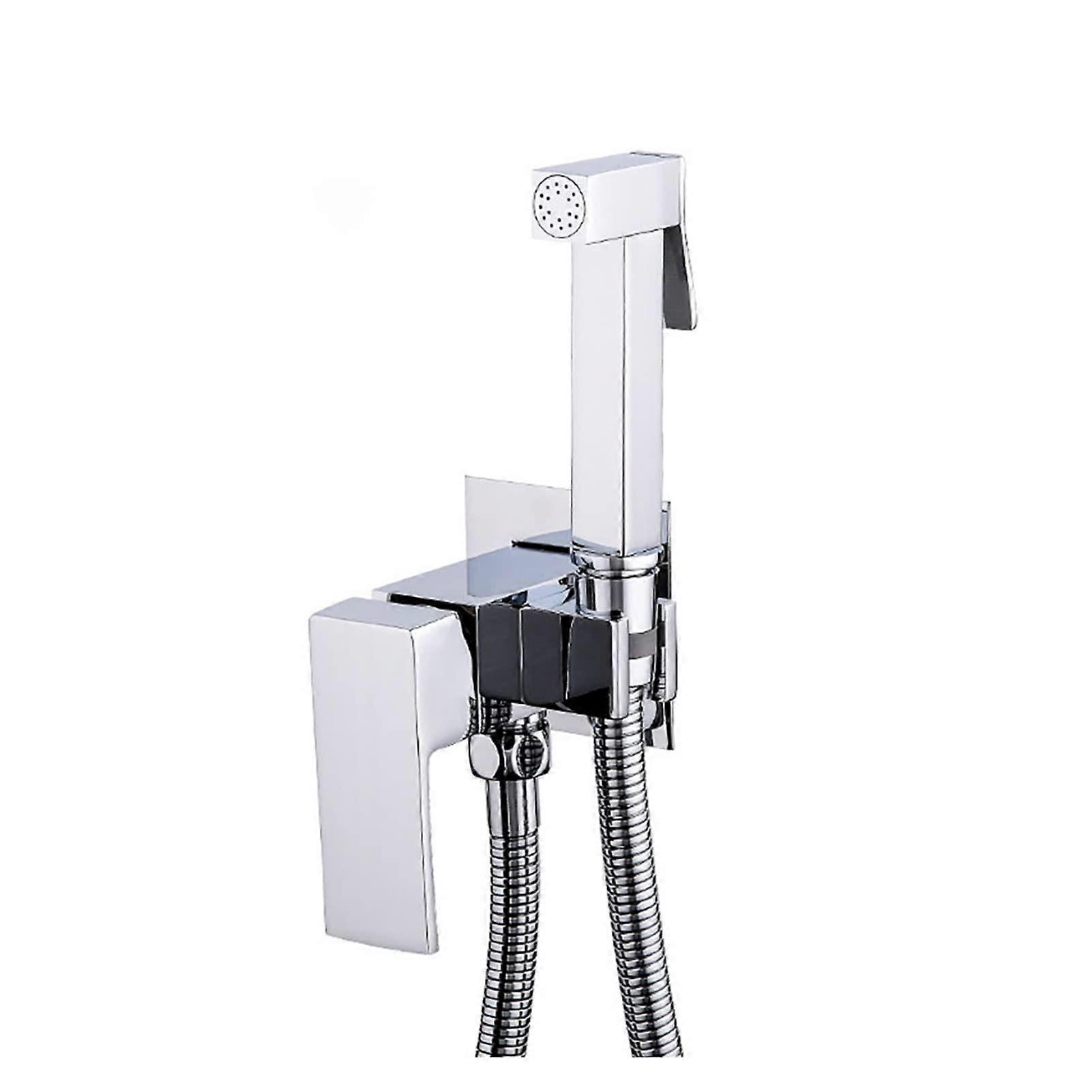 Bidet Hot And Cold Water Bidet Faucet Brass Shower Handheld Sanitary Shower Toilet Parts Silver