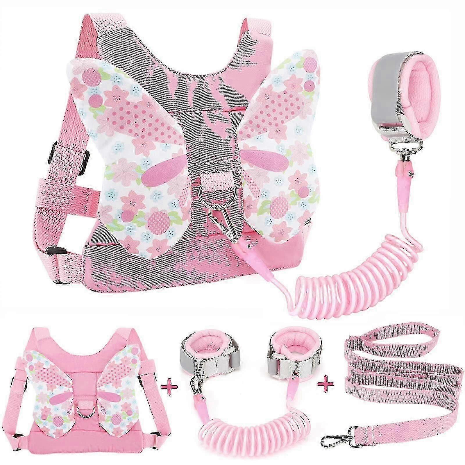 רצועת רתמה לפעוטות + קישור נגד אובדן שורש כף היד, רתמות פרפר לילדים עם רצועות לילדים, רצועת צמיד חמודה של עוזר הליכה לתינוק