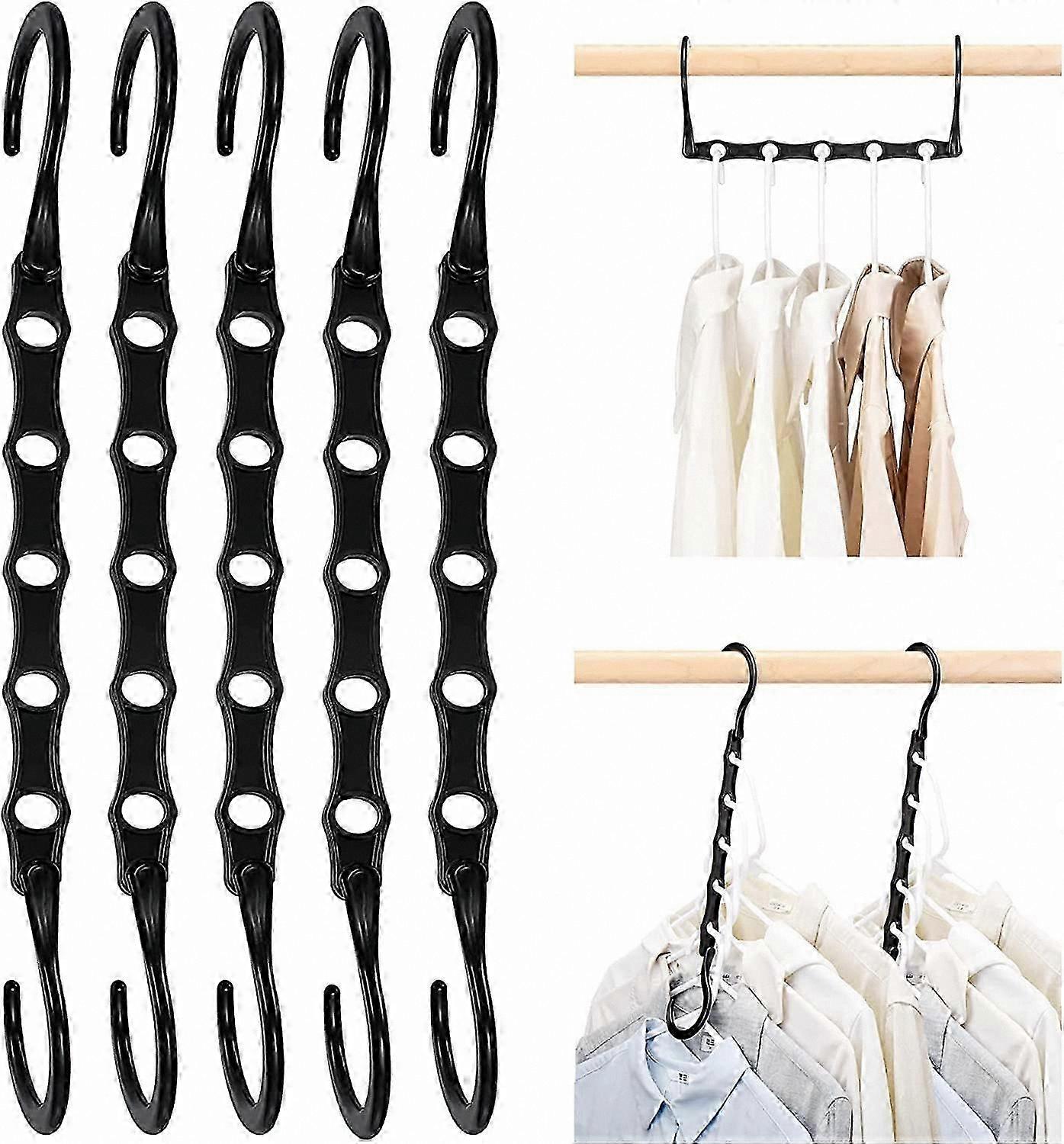 8-Pack Space-Saving Hangers with 5 Hooks, Durable Cascading Design for Heavy Garments, Closet Organization Solution