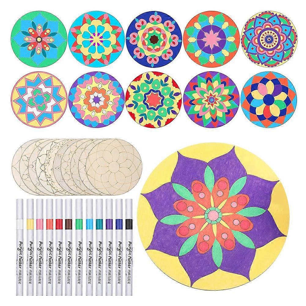 22 Pcs Wooden Mandala Painting Set