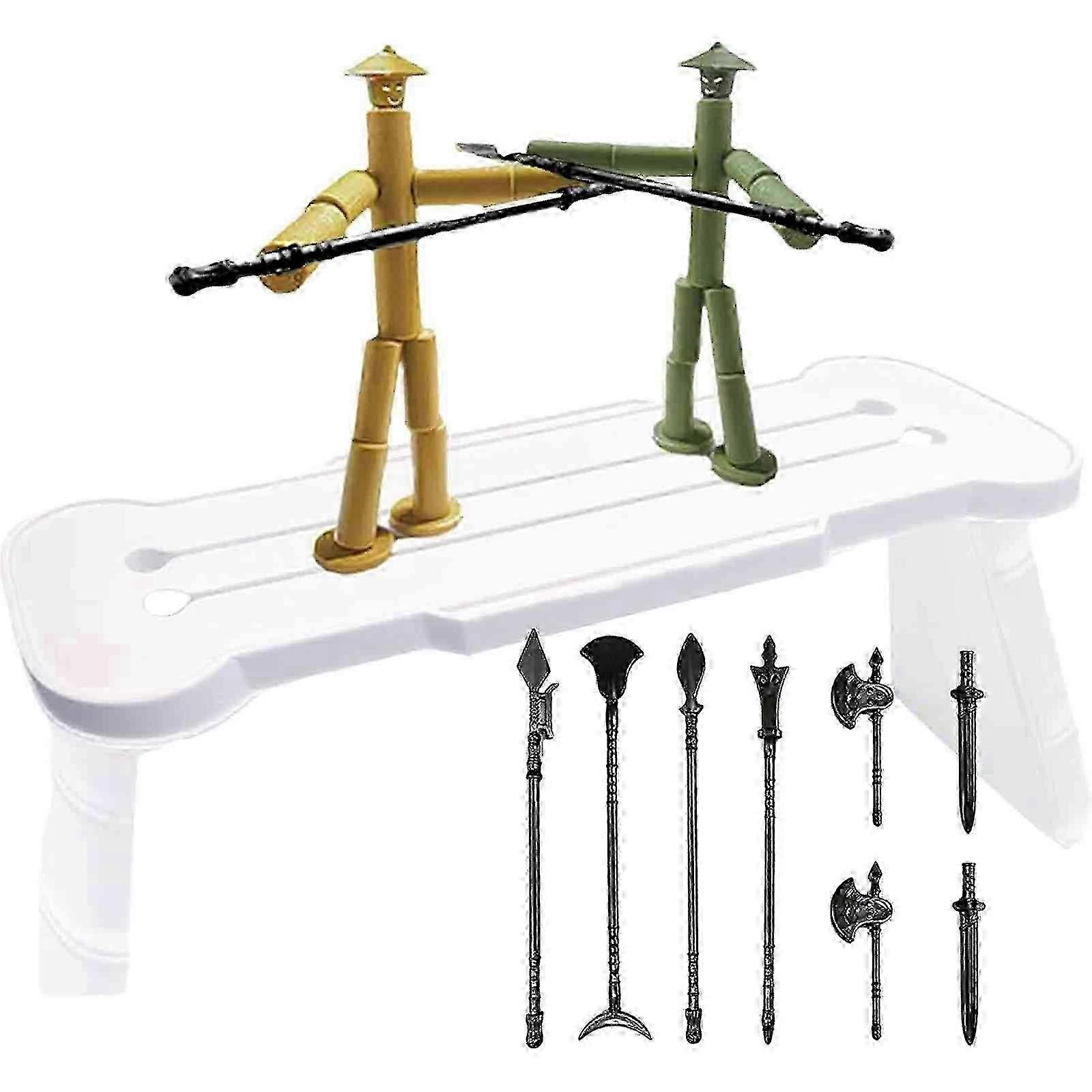 Battle Game, Bamboo Man Battle, Bamboo Crafted Toys, 2 Player Fighter Game, Punching Whack Man Battle Bots Arena Adult Party Games for Group