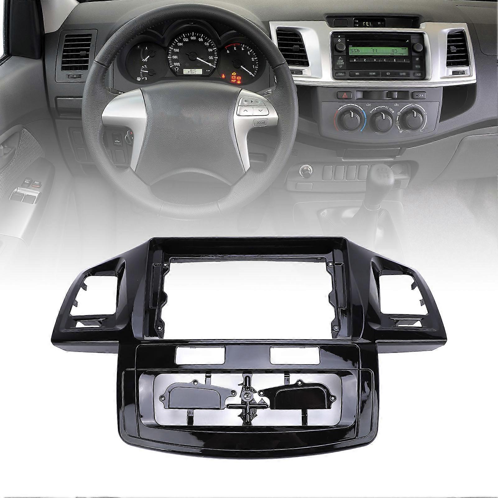 Navigation Panel Frame Stylish Black 9in Car Stereo Radio Dash Panel Trim Kit for Hilux 2011 to 2016 No Power Cord 