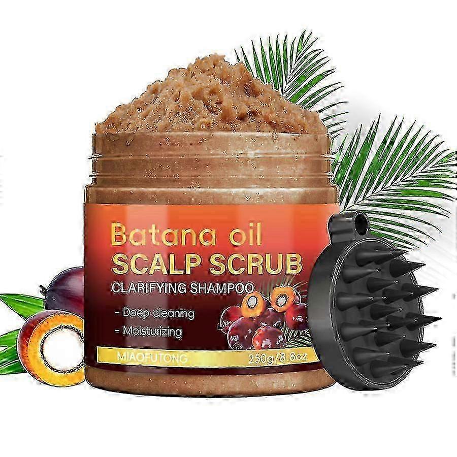 Scalp Scrub, 2-in-1 Clarifying Scalp Exfoliator Scrub Shampoo with Batana Oil Rosemary & Mint, Scalp Scrub for Dandruff, Build Up, Oily, Itchy Scalp