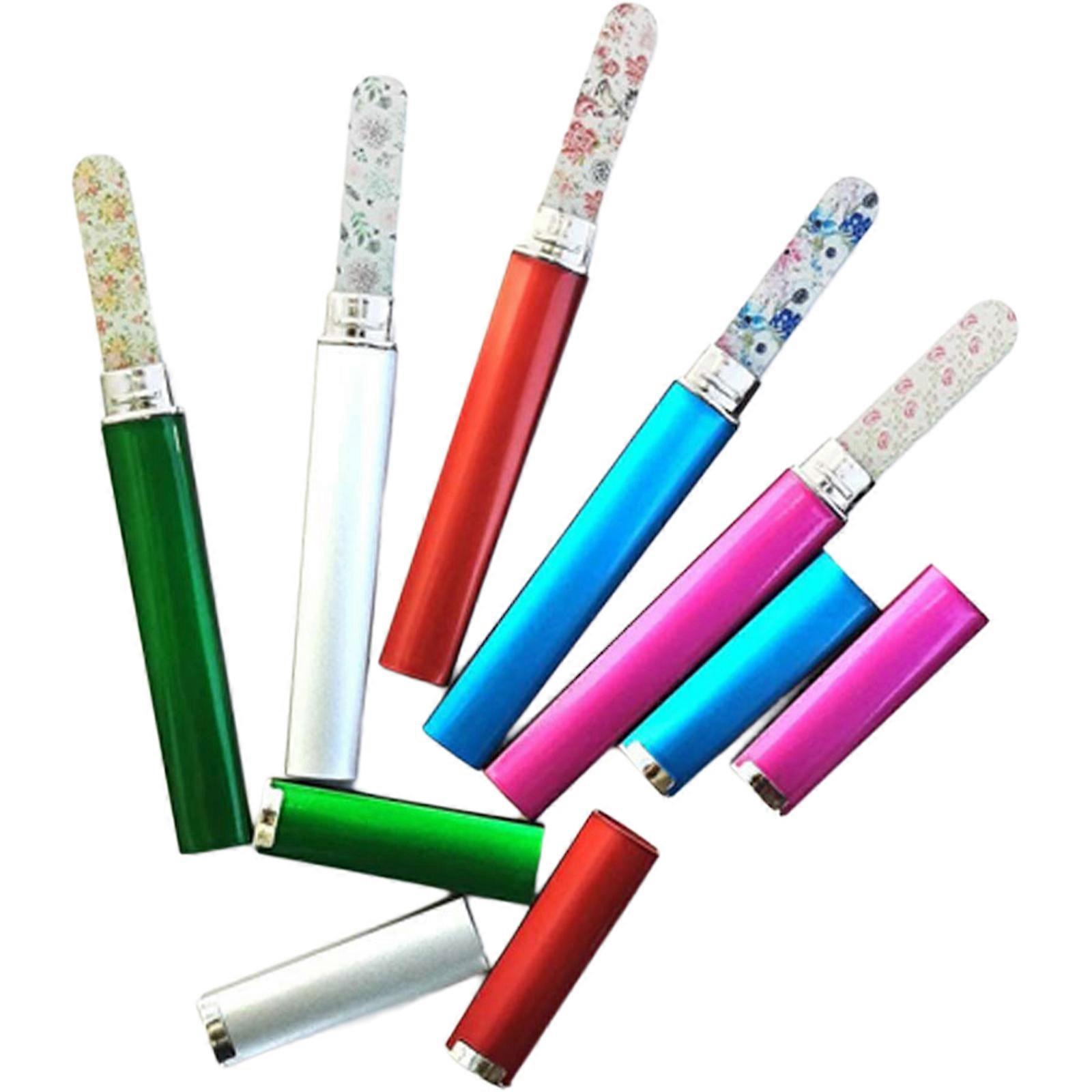 5Pcs Glass Nail File with Case Double Sided Etched Surface Files Professional Glass File Stocking Stuffers For Women Multicolor