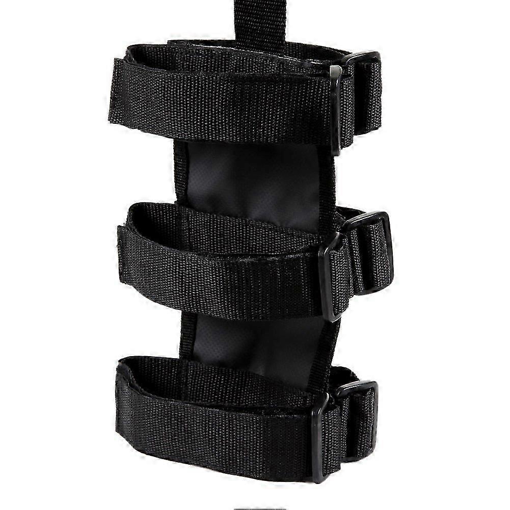 Adjusted Black Fire Extinguisher Holder for Jeep Wrangler Roll Bar - Universal & Secure Strap Fitting