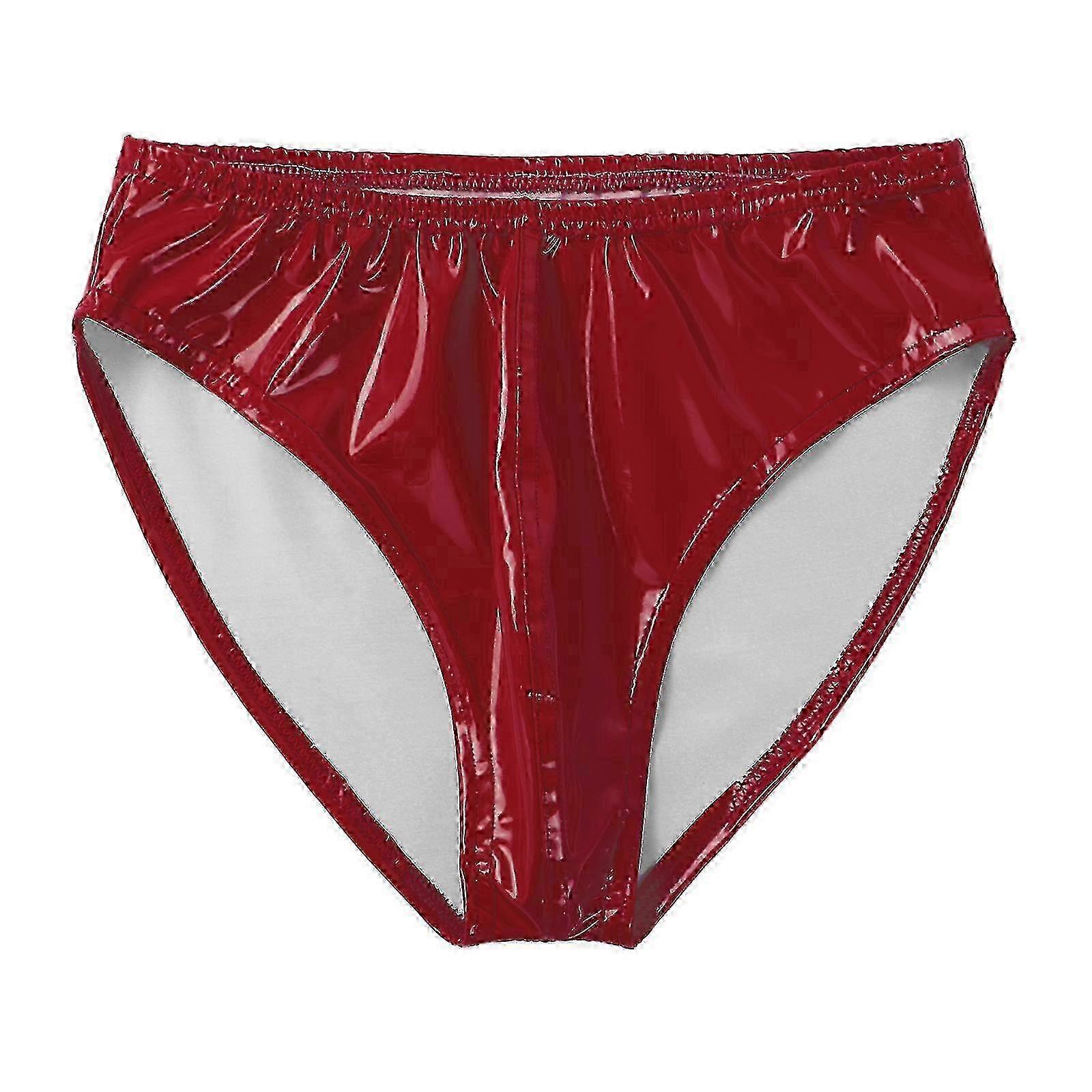 Stretchy elastic waistband for men wet look briefs