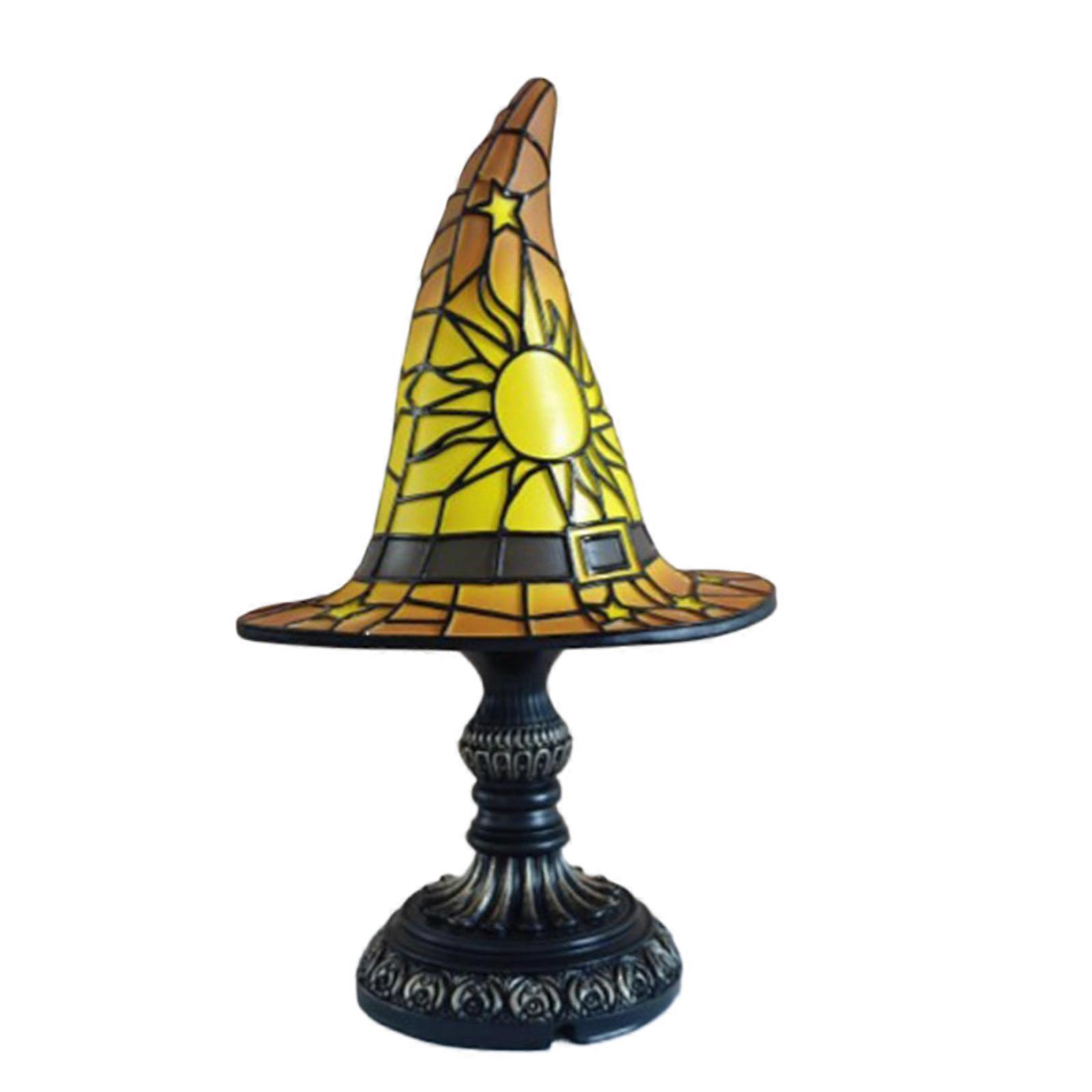 Stained Glass Witch Hat Lamp, Spooky Fun Hat Shape Lights Nightstand Lights - Uk