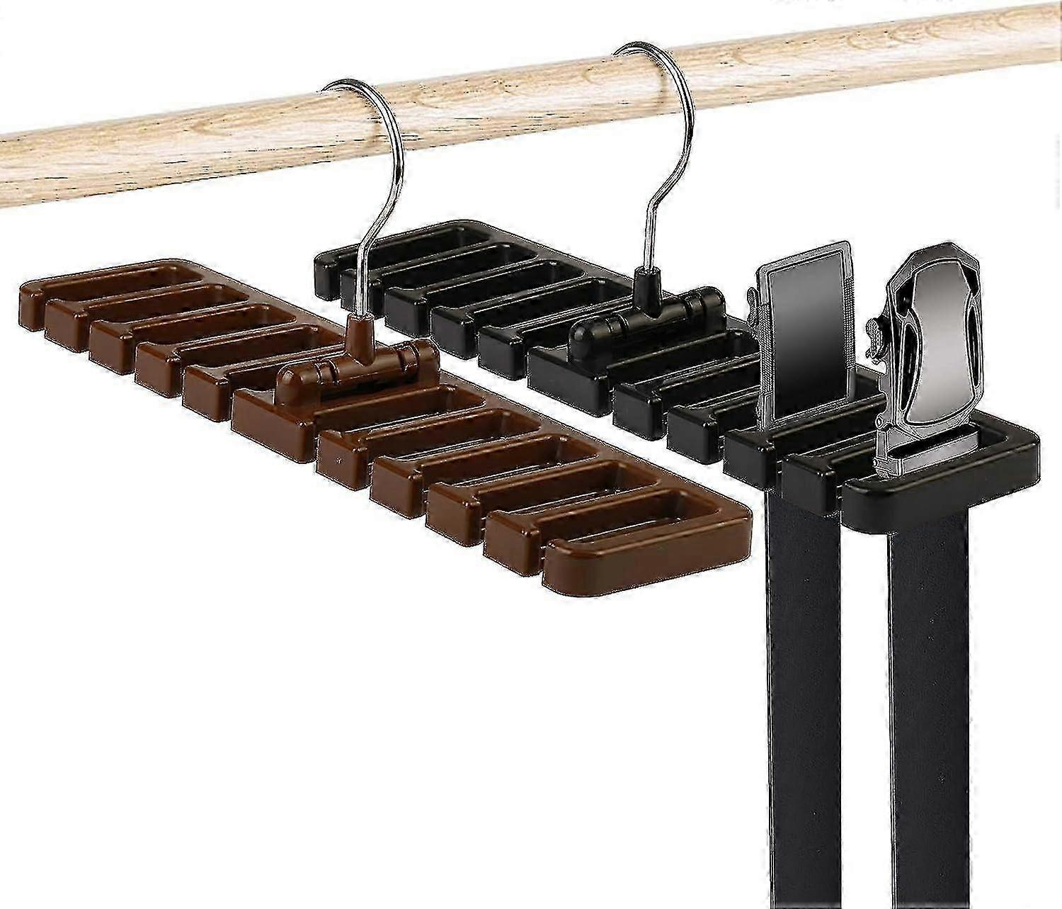 2-pack Belt Rack, Tie Storage Rack With 360 Swivel Hook