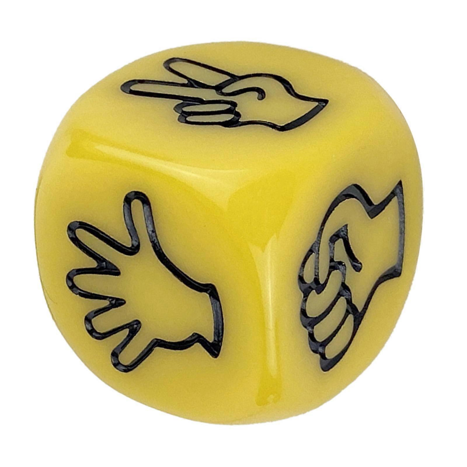 10Pcs 6 Sided Acrylic Dices 20mm Rock Paper Scissor Game Dices Finger Guessing Game Dices Drinking Game Party Toy  Yellow
