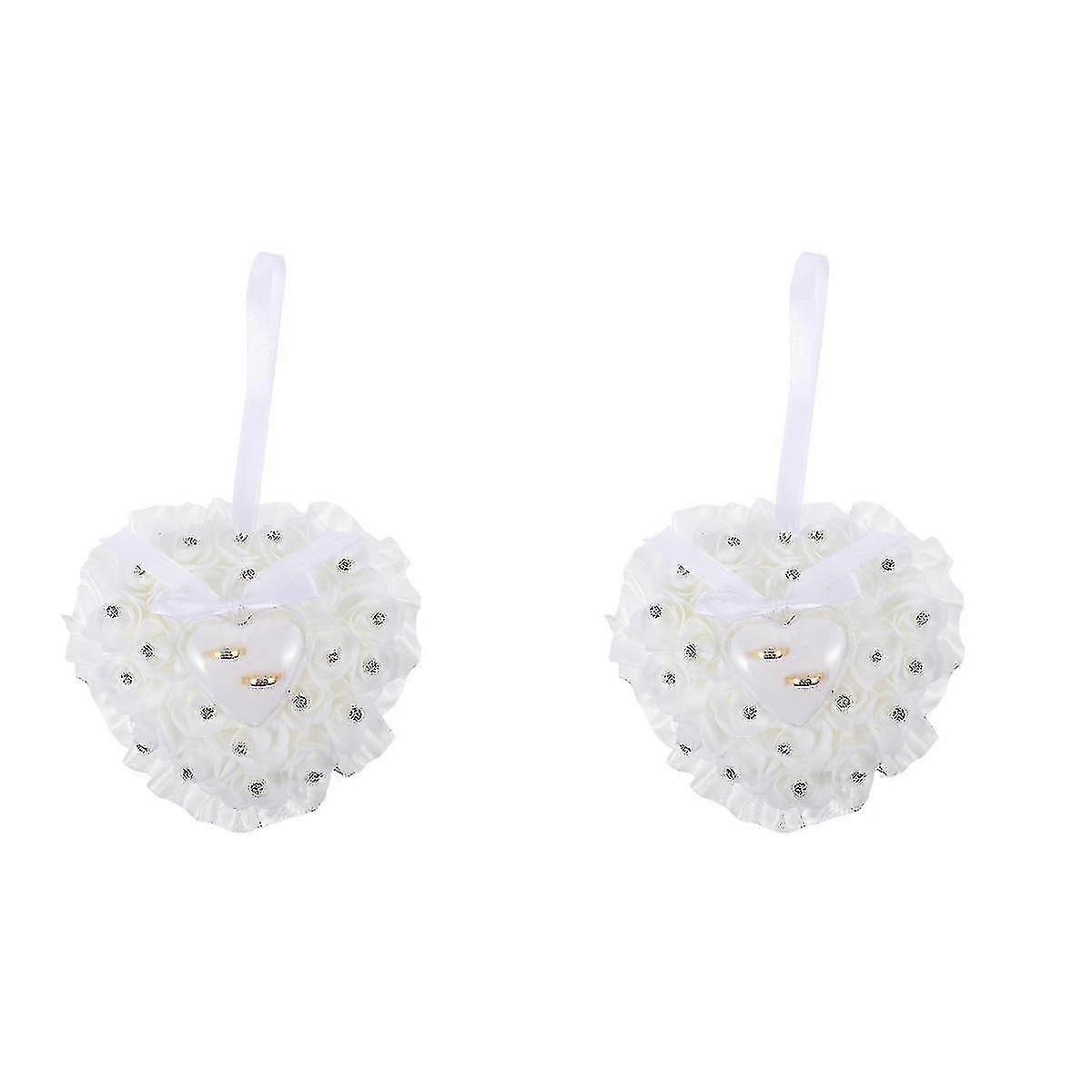 2 Pcs Jewelry Box Heart Rose Flower Ring Box Ring Storage Case For Wedding