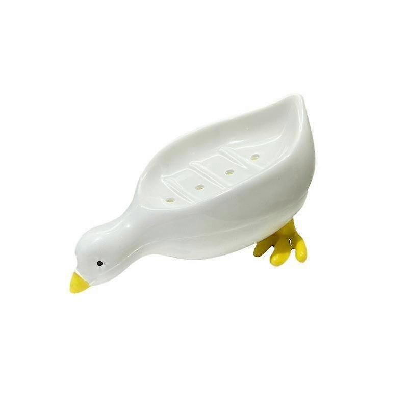 Charming Duck-Shaped Self-Draining Soap Tray, Oval Bathroom Drain Tray with Anti-Clumping Design, Creative Soap Holder, Multifunctional Stri