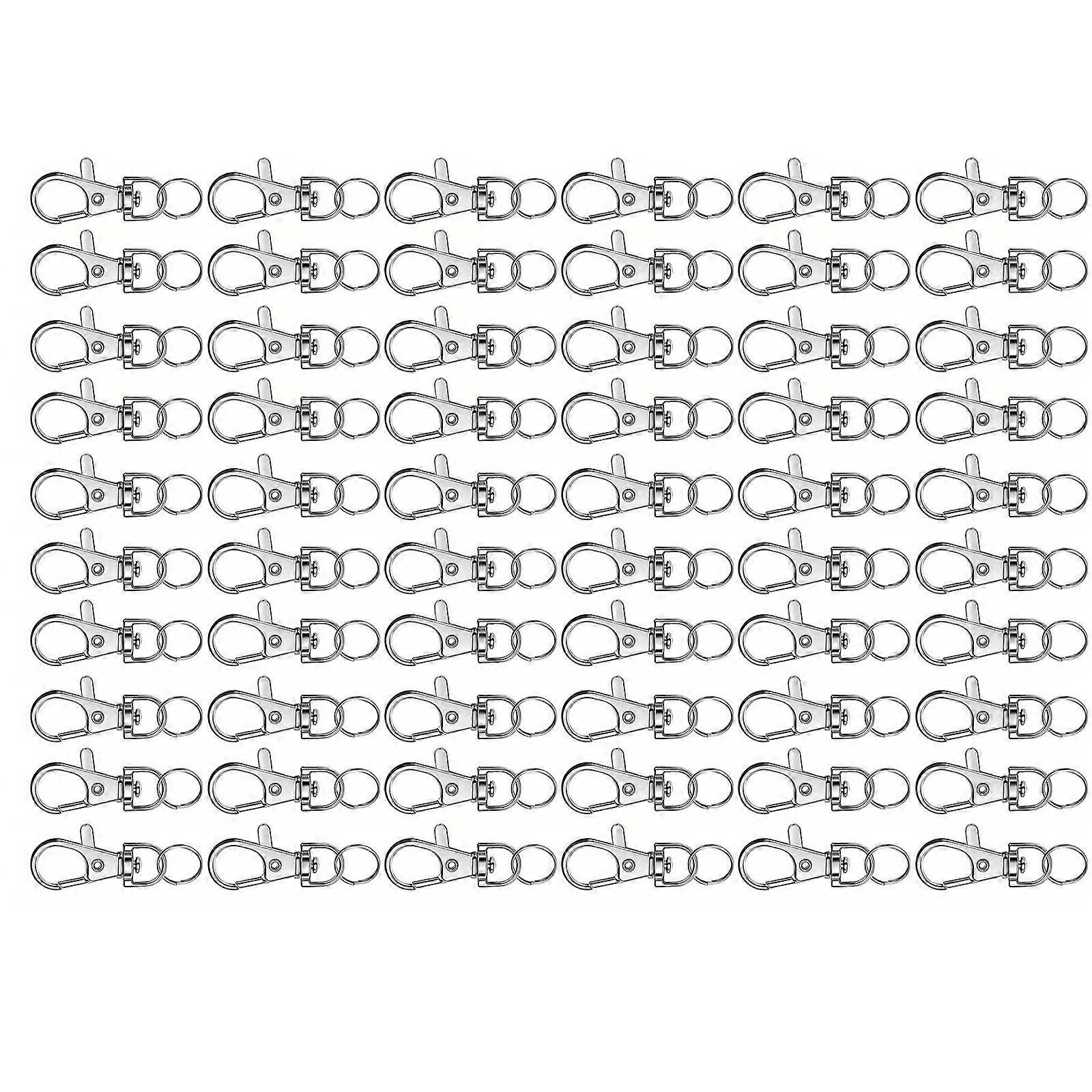 60PCS Swivel Key Rings and Lobster Claw Clasp Hook Practical Keychains Clasps Jewelry Making Accessories  Silver