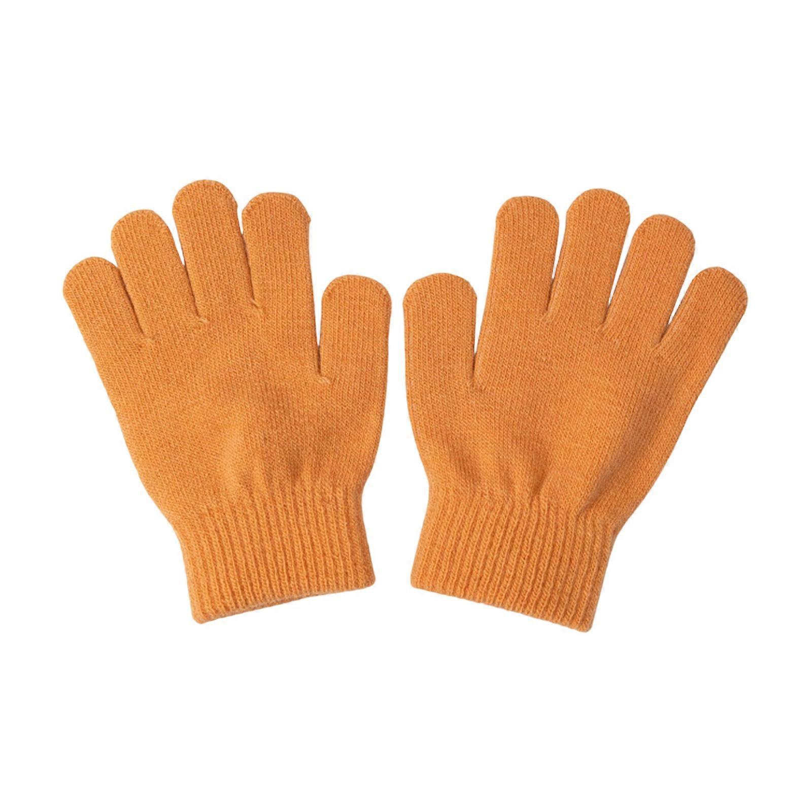 1 Pair Breathable Infant Gloves Knitted Thermal Design Elastic Cuffs Secure Wear Multiple Color Choice  yellow