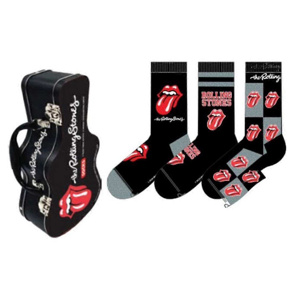 The Rolling Stones Sock Set 3 Pack In Guitar Shaped Tin