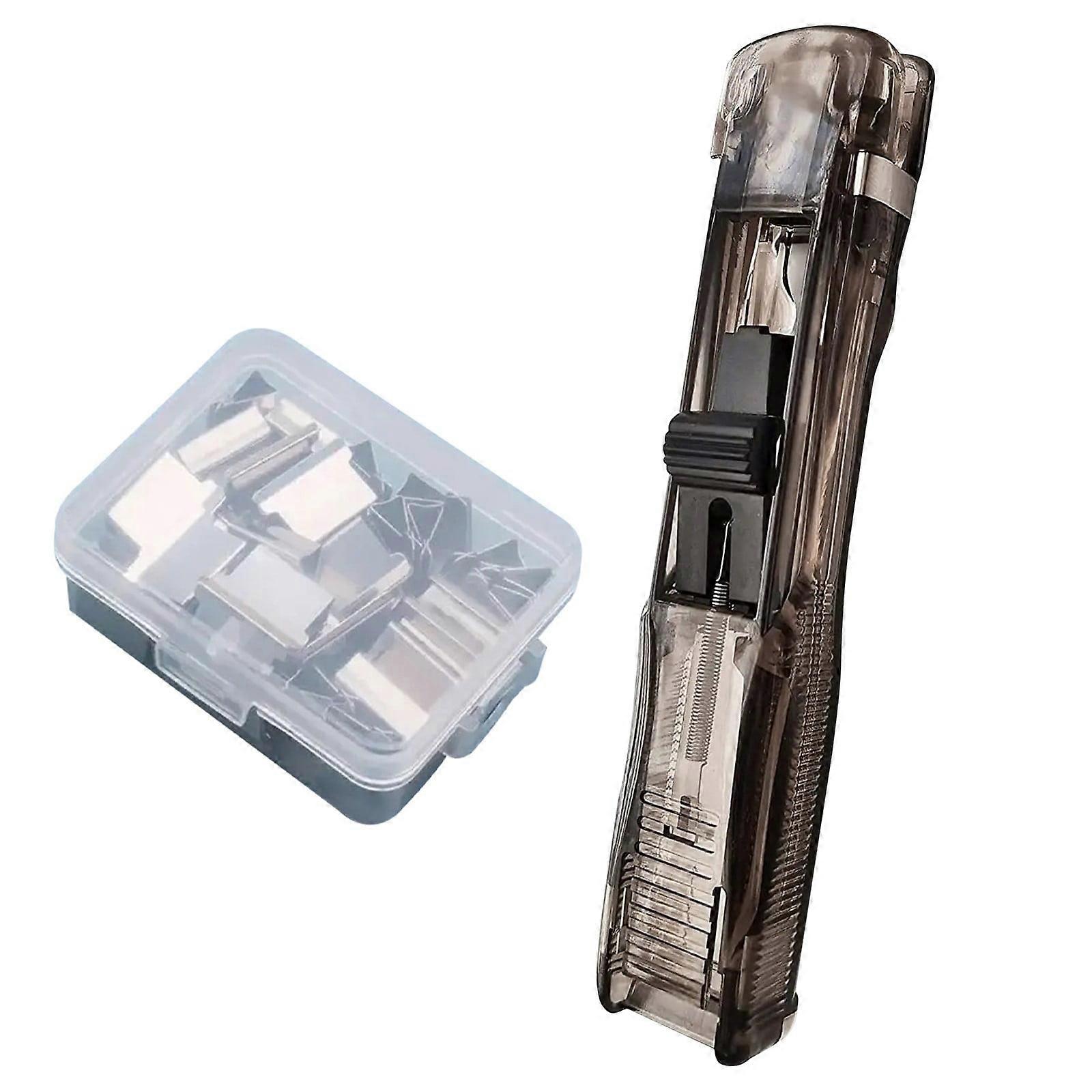 YiFudd Paper Binder Clips, Desktop Stapler For Office Document Accessories,1 Clam Clip Dispenser And A Box Of Supplementary Clips (50)