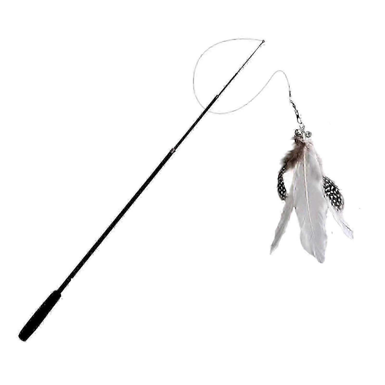 Telescopic Fishing Pole Toy Interactive Catcher Teaser AntiSlip Handle Help Cats to Flip, Jump, Pounce, Chase Flexible