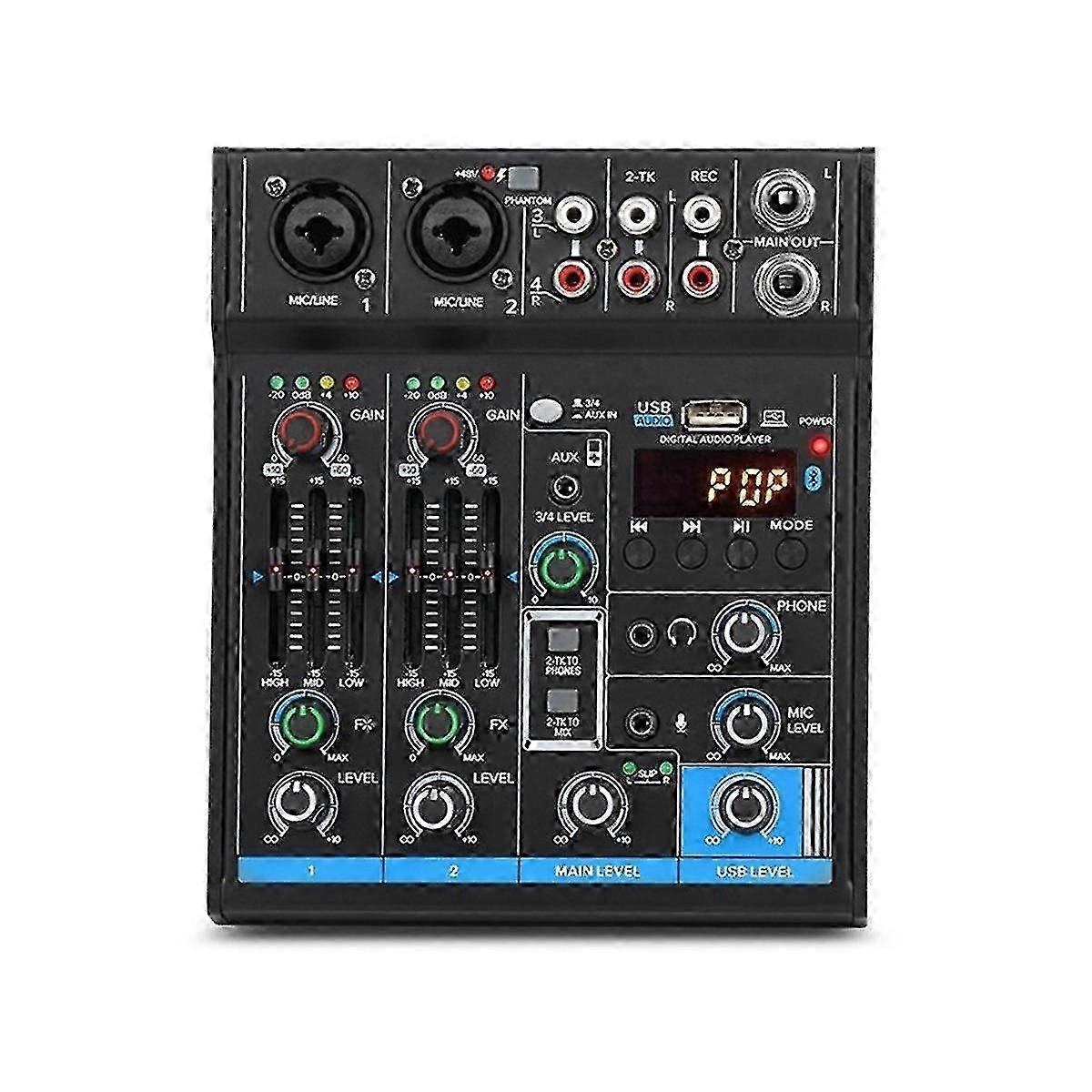 4 Channel Bluetooth Mini Audio Mixer Sound Card Audio Dj 16 Digital Effects Noise Reduction Console