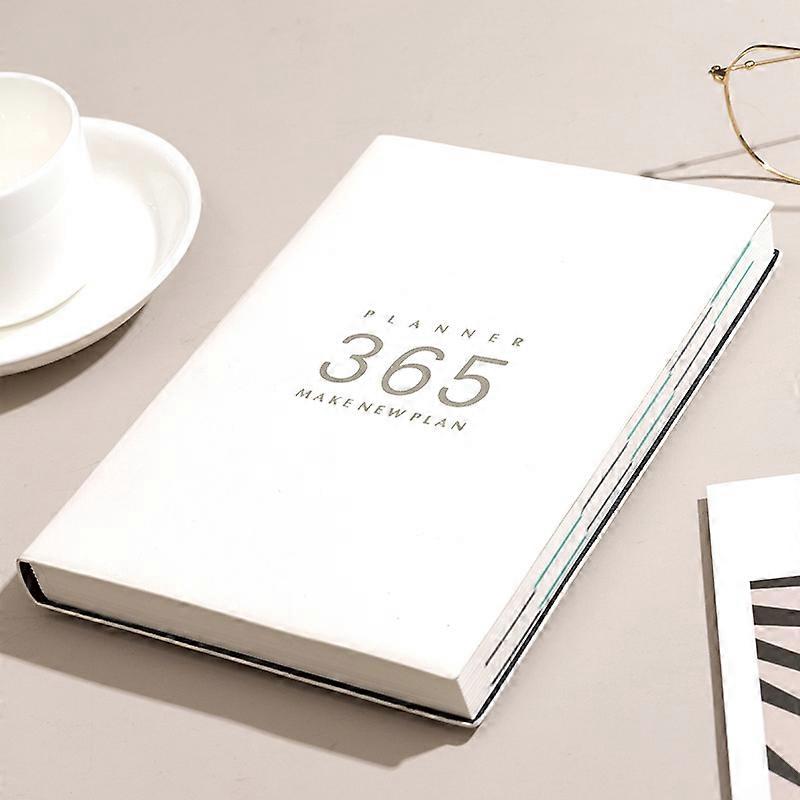 A5 Daily Planner Notebook, 365-Day One-Page-A-Day, White Calendar Notebook for Organization