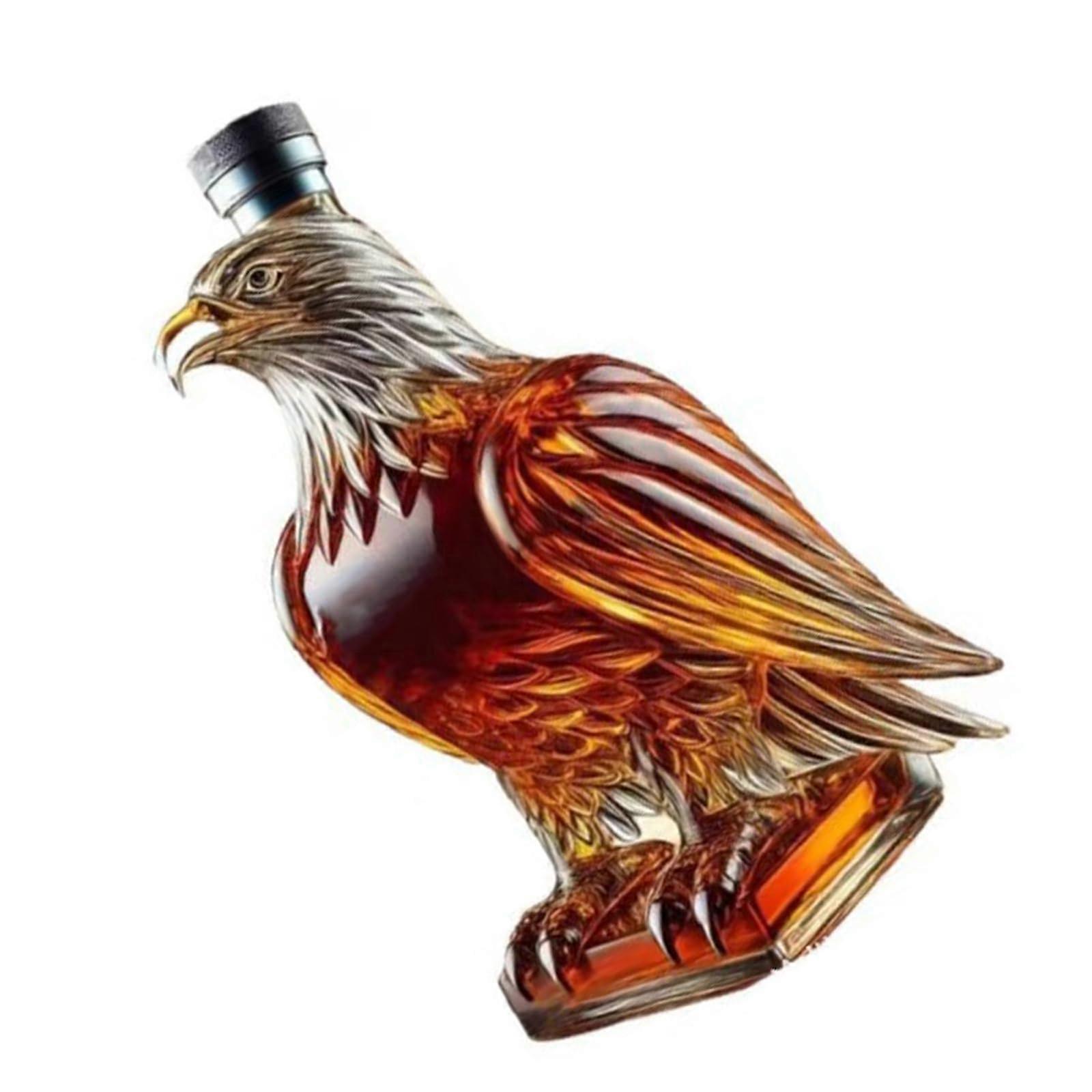 Glass Liquor Decanter 300ml with Artistic Bird Design for Parties, Events, Bar Display, Square Base