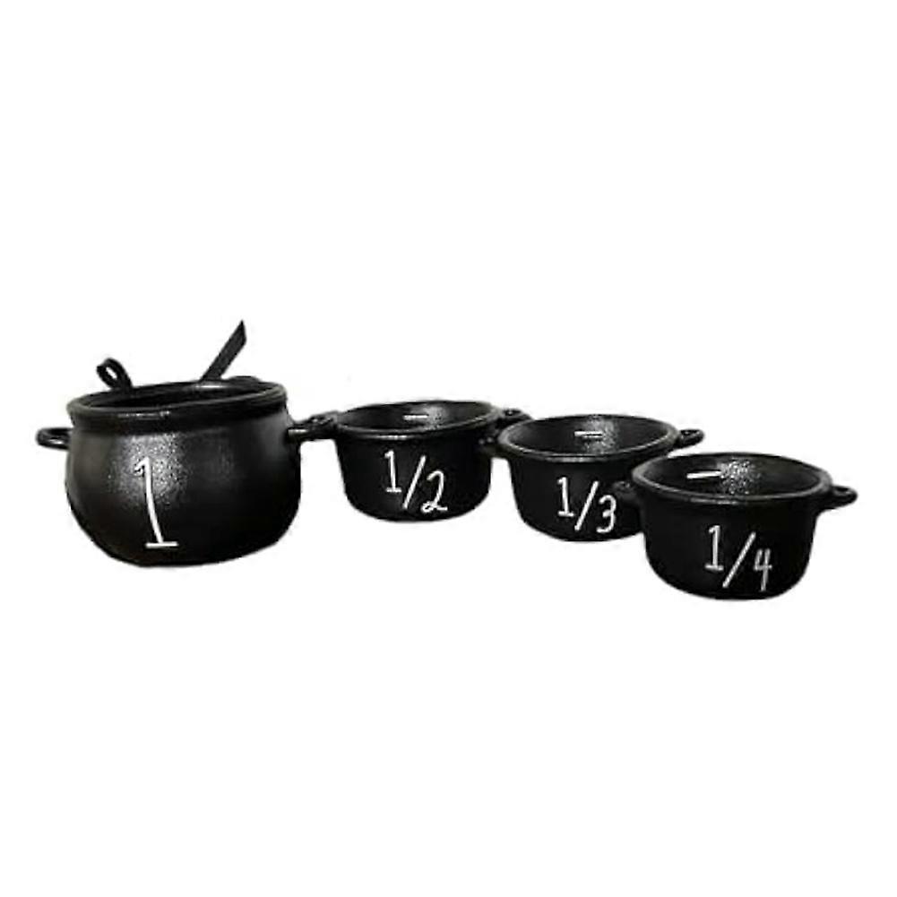 Mini Witch Cauldron Set,4pc Small Cauldron,Mini Witch Cauldron Candy Bucket Cauldron Measuring Cups Halloween Decoration