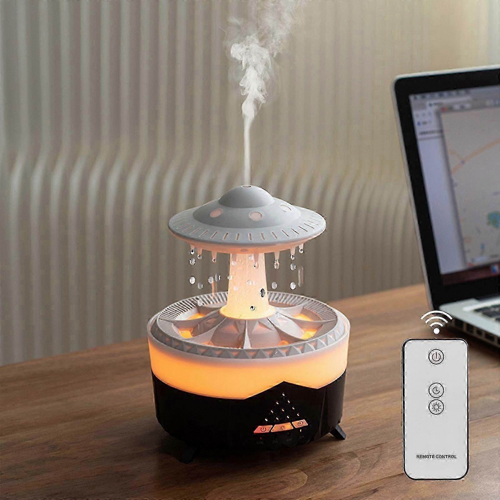 Humidifiers For Bedroom Colorful Water Droplet Humidification Lamp, Remote On-Off/Control Light, Aroma Diffuser Mood Light,Rain Sound Accompanies Sle