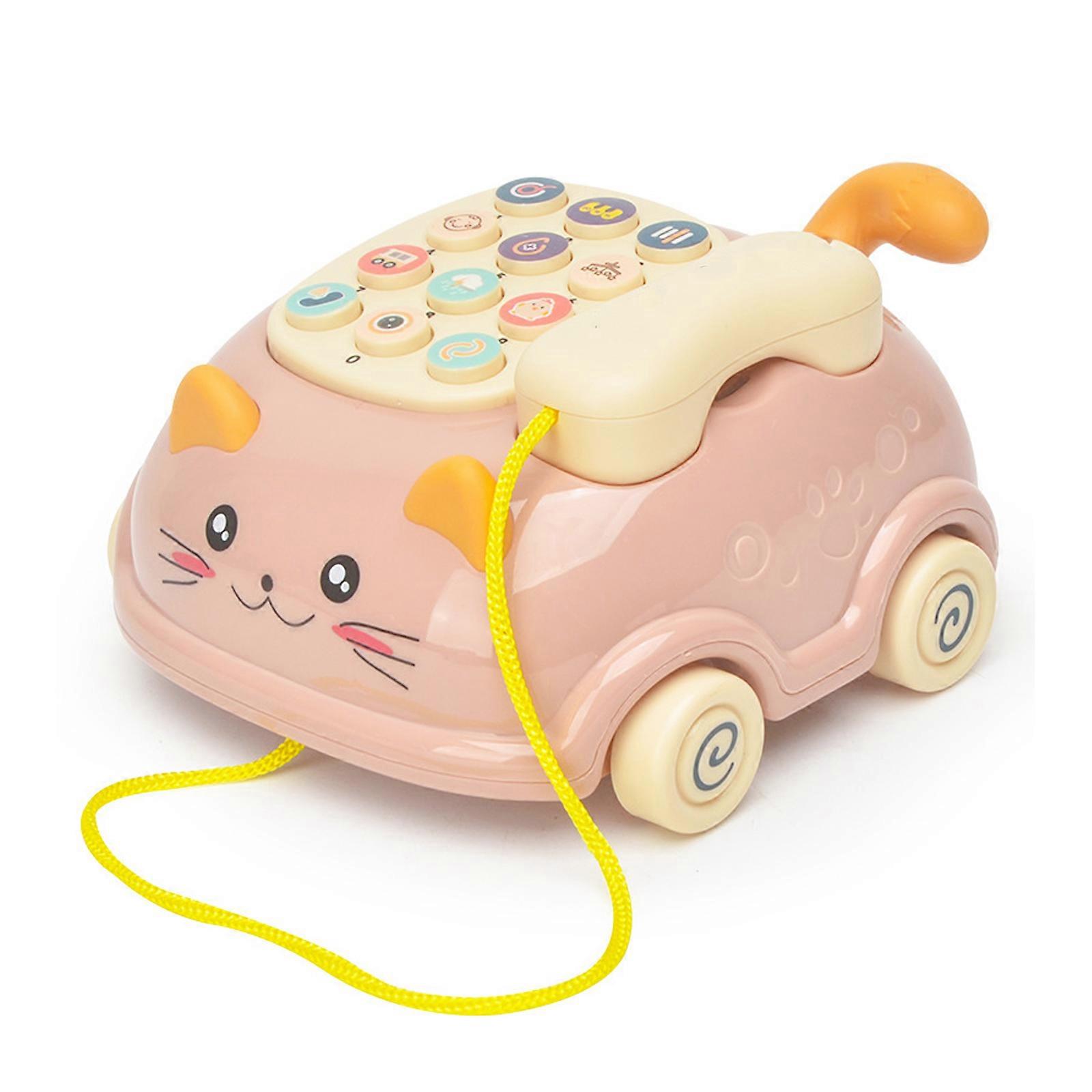 Toddler Educational Phone Toy With Music Mode Interactive Buttons Musical Telephone Sensory Early Learning Activity Toy  Pink