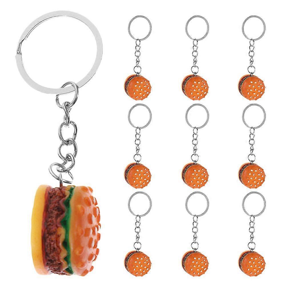 10pcs Hamburger Key Ring Burger Keychain Pendant Simulation Food Pendant Keyring