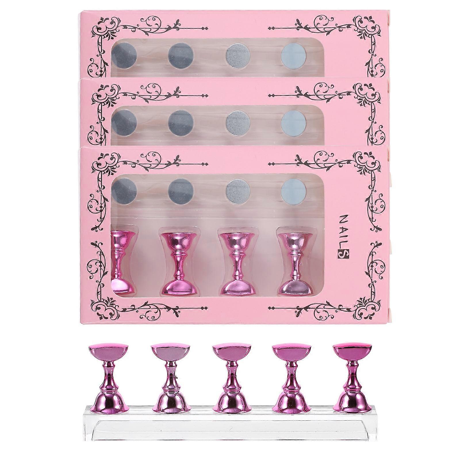 Nail Art Display Shelf Plastic for Nail Tips 20Pcs Pink Sets