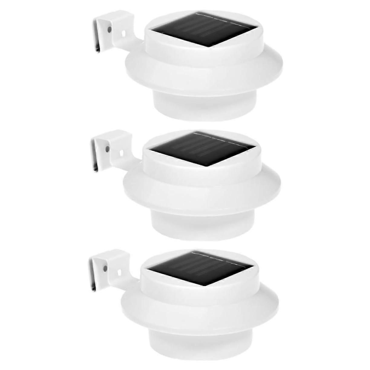 3Pcs Outdoor Solar Powered LED Gutter Lights with Dusk to Dawn Sensor for Fence Deck Patio