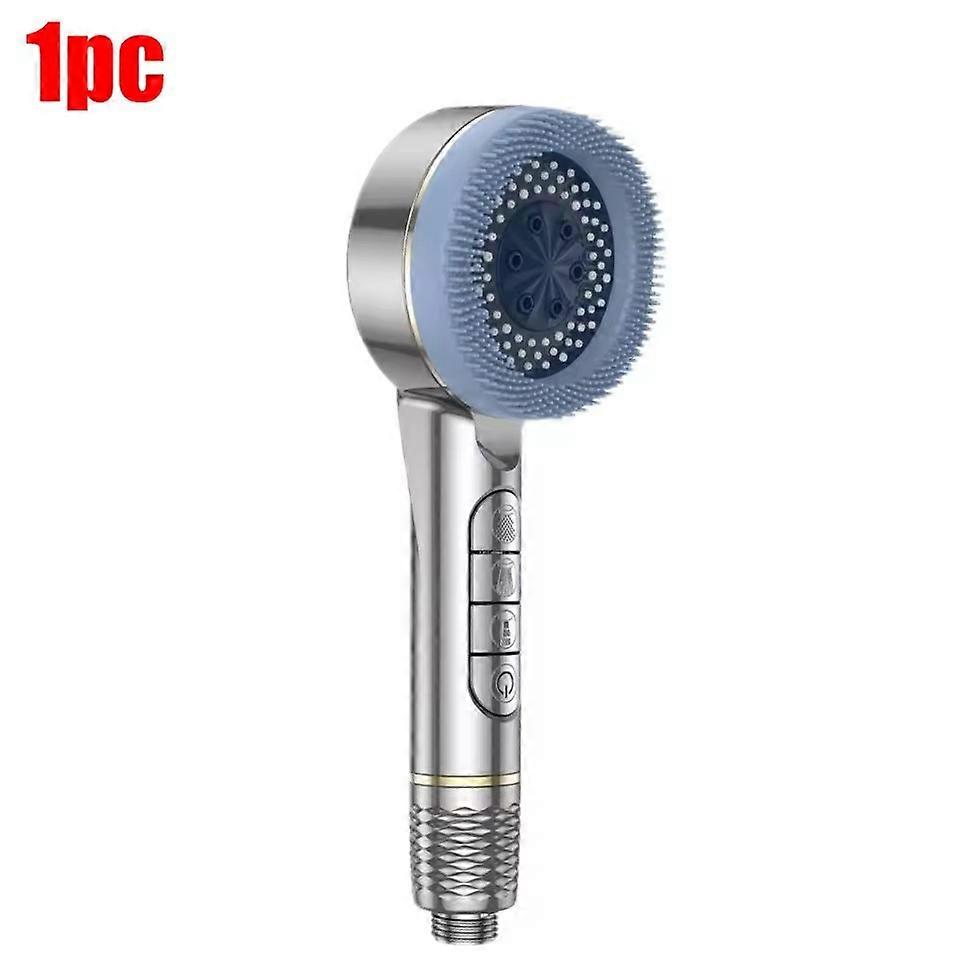 4 Modes Self-cleaning Shower Head Set with Silicone Brush One-Key Stop Water Massage High Pressure ABS Showerhead with Filter