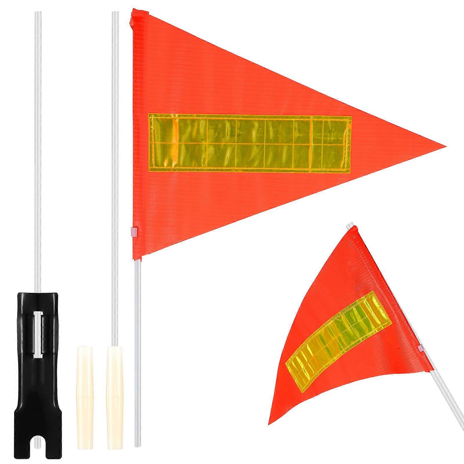 1 Set Bicycle Flag Bike Flag Bicycle Safety Flag Go Kart Flags With Pole Bike Flag Pole Outdoor Warning Flags