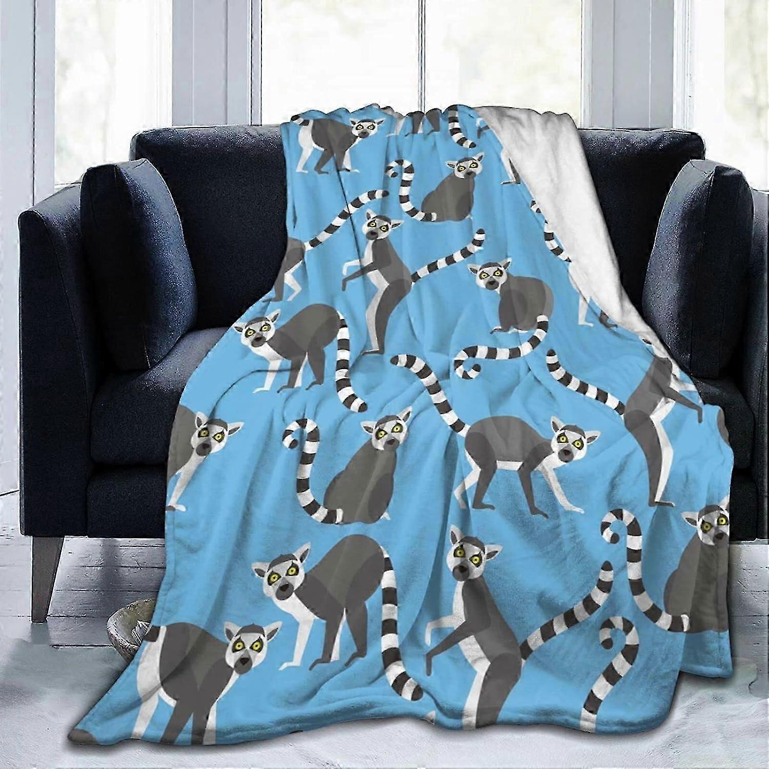Lemurs Fleece Throw Blanket Cozy Soft Plush Lightweight Blanket for Sofa Couch Bedes