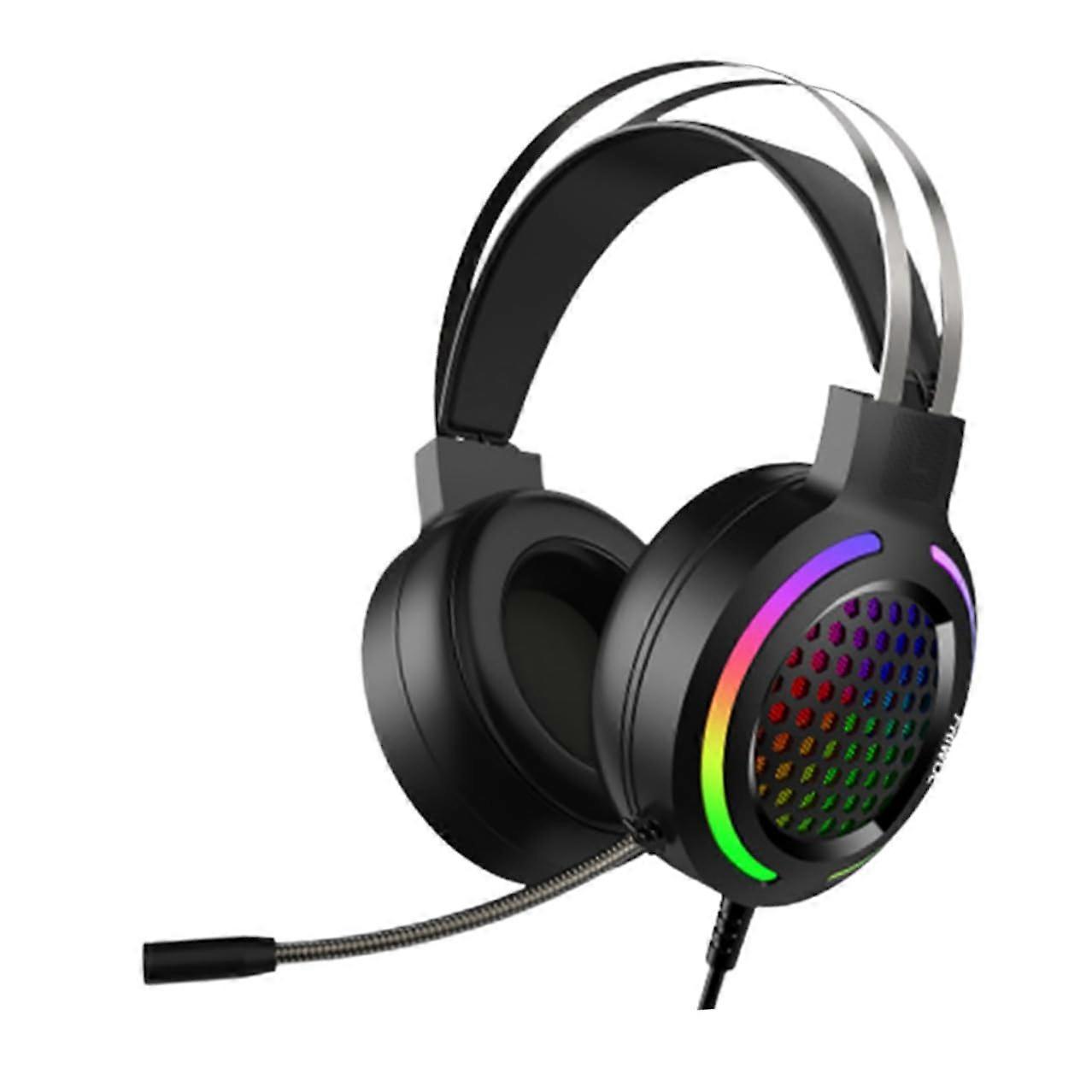 RGB Gaming Headset with NoiseCanceling Microphone, Wired OverEar RGB Backlit for PC and Switch