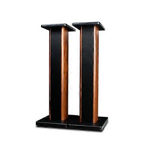 Wooden Floor Speaker Stands Pair with EarLevel Positioning and Elegant Wood Grain for Home Theater