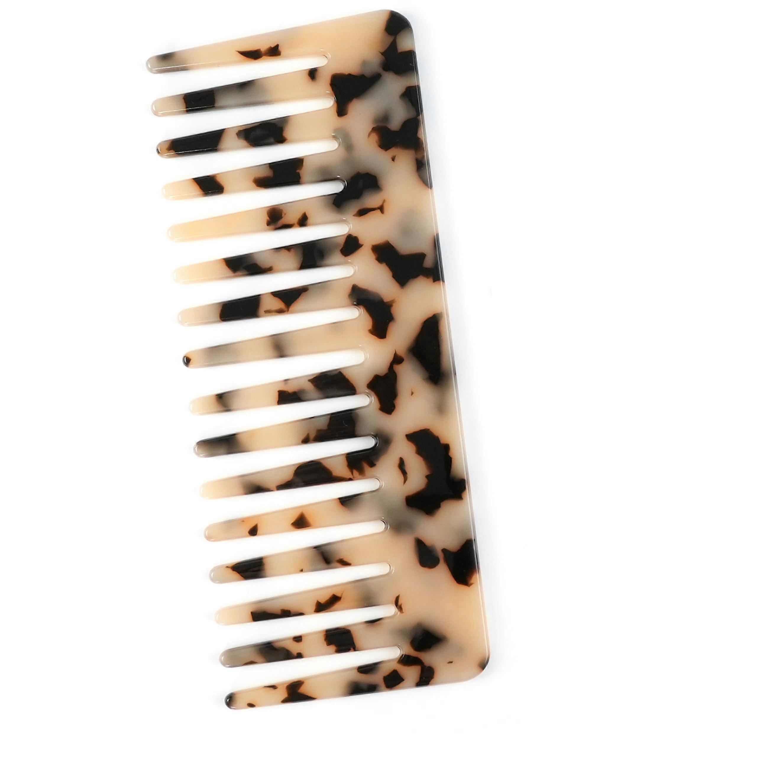 Wide Tooth Detangling Comb for Thick Curly Hair, Cellulose Acetate, Wet or Dry Use, Ivory