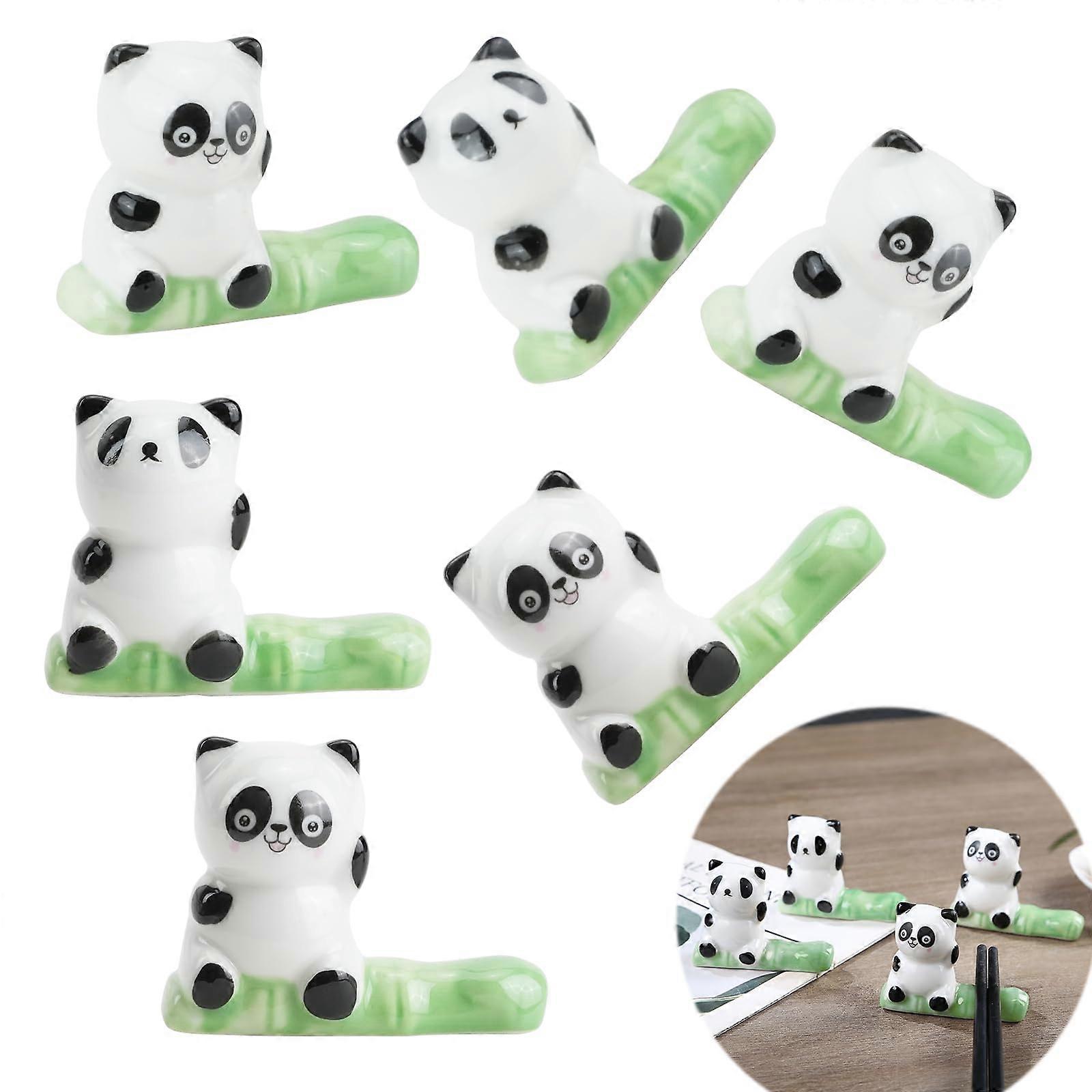 6 Pack Panda Ceramic Chopstick Rest Set, Cute Japanese Style Holders for Clean Tableware and Gifts