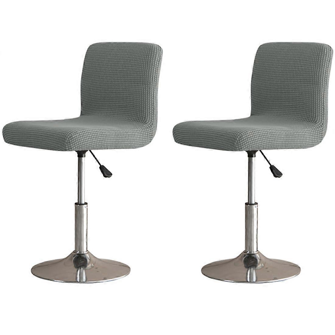 2 Pack Stretch Bar Stool Slipcovers with Back, Durable Elastic Washable Chair Covers, Grey