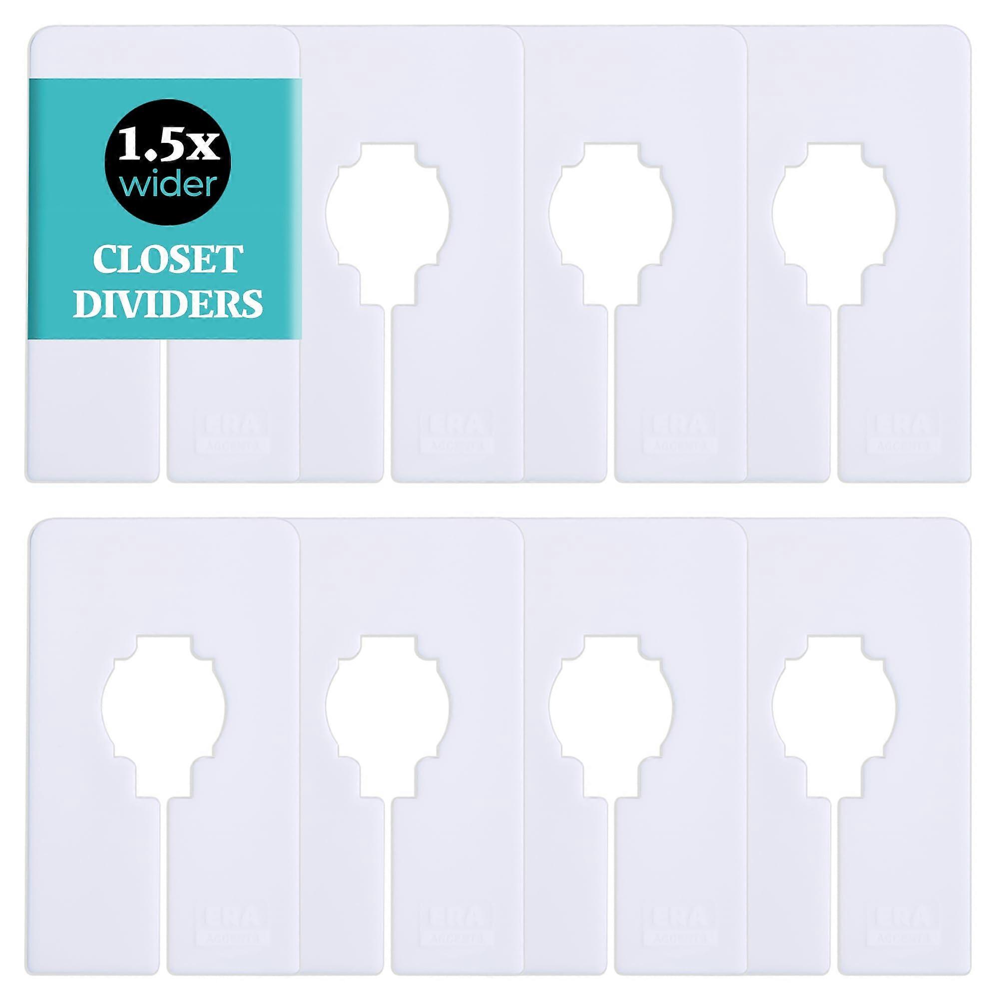 Set of 8 Wide White Closet Dividers for Hanging Clothes with  Labels and Durable Build