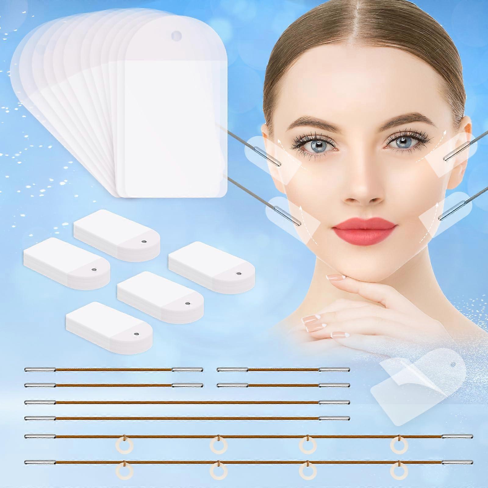 Face Lift Tape Invisible 100PCS with Bands and Strings for Instant Skin Lifting Sagging Skin