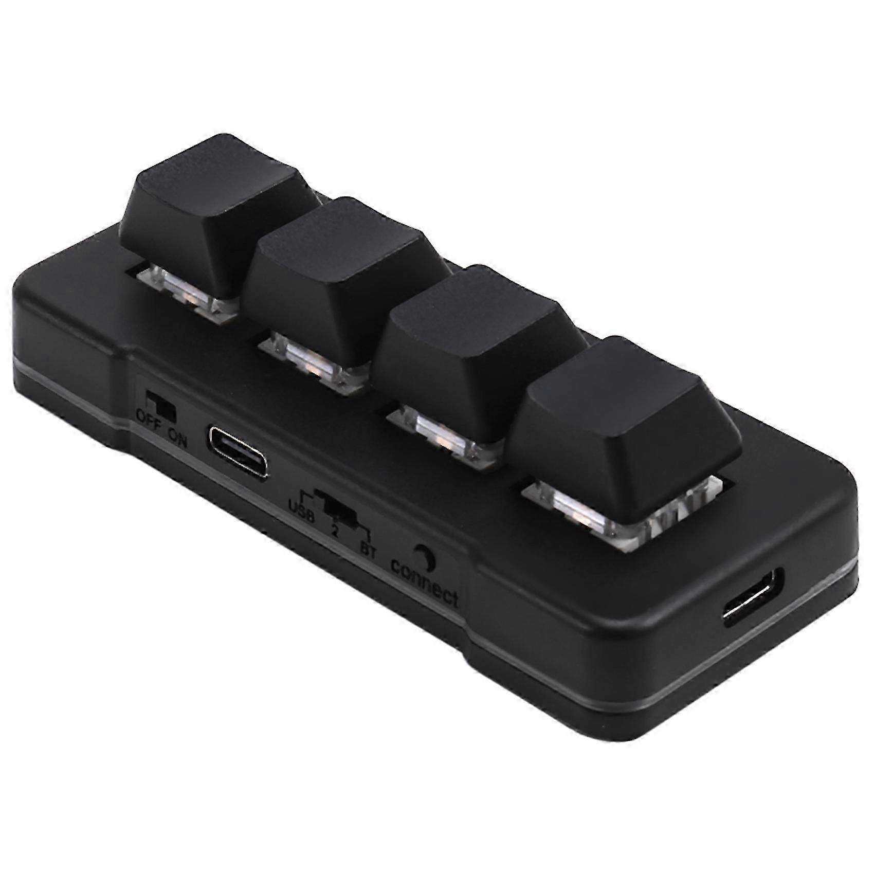 MK424Pro 4-Key Mini Customized Keyboard+Mechanical Blue Switch USB+BT+2.4G Connection for Office Game Multimedia