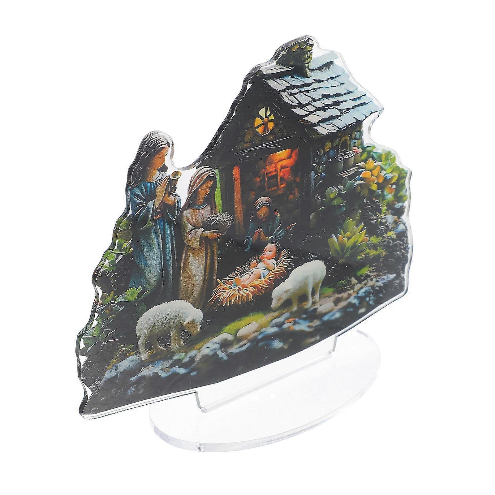Multi Acrylic Nativity Scene Figurine for Tabletop Decoration