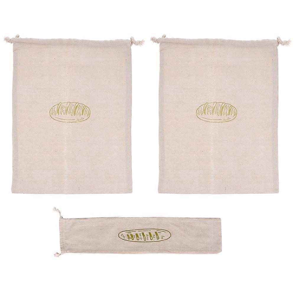 Loaf Bread Bags for Storage Use 3Pcs Reusable Linen Drawstring Bread Pouches