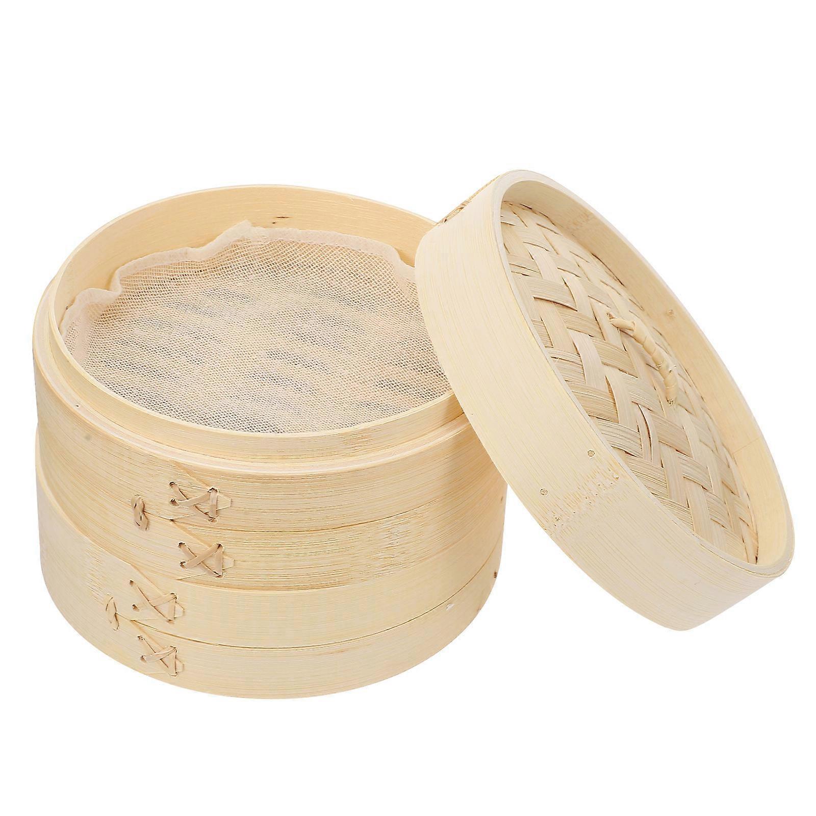 Handmade Bamboo Steamer Kitchen Steamer for Nutrient Retention 3Pcs