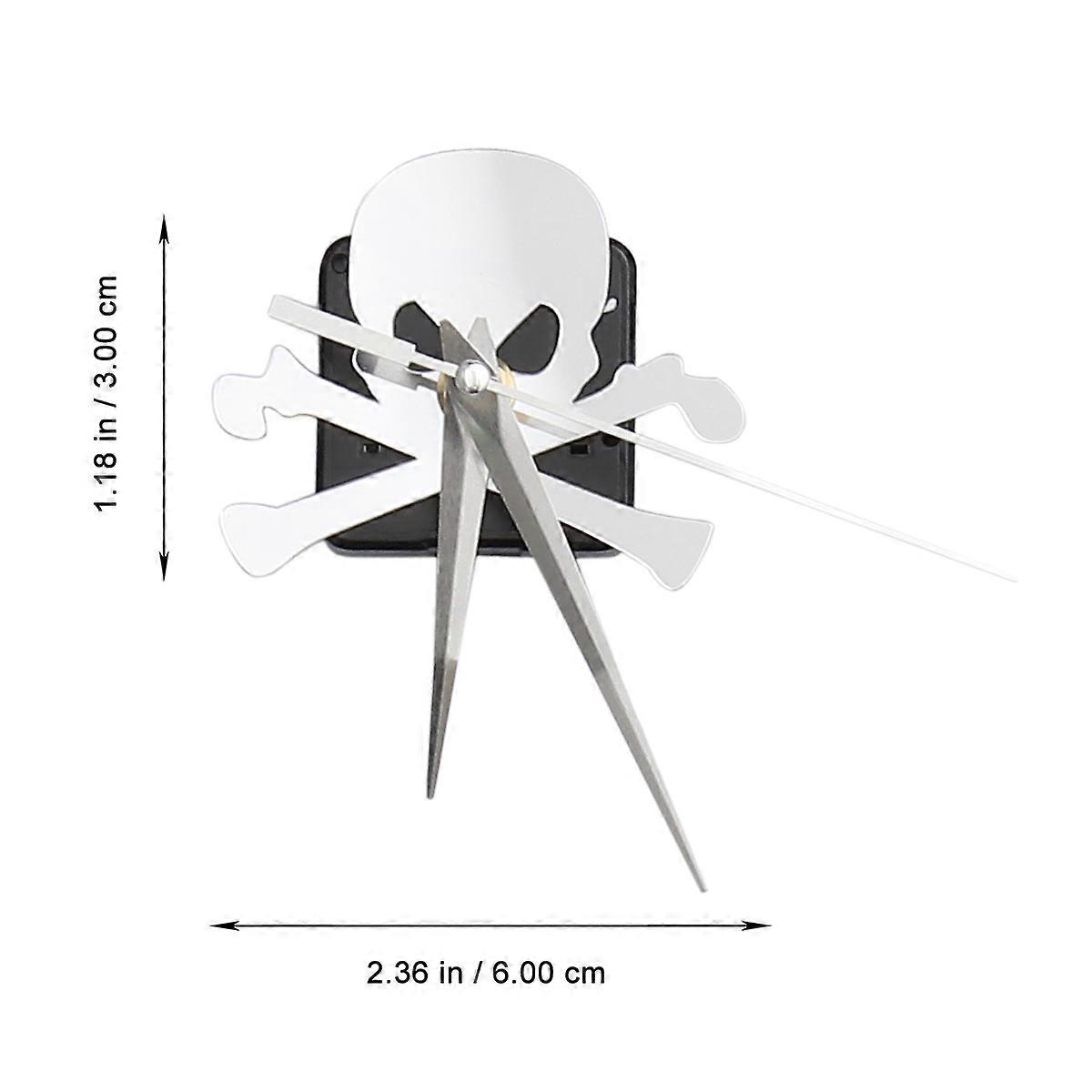 Acrylic Skull Skeleton Wall Clock for Living Room Mirror Surface