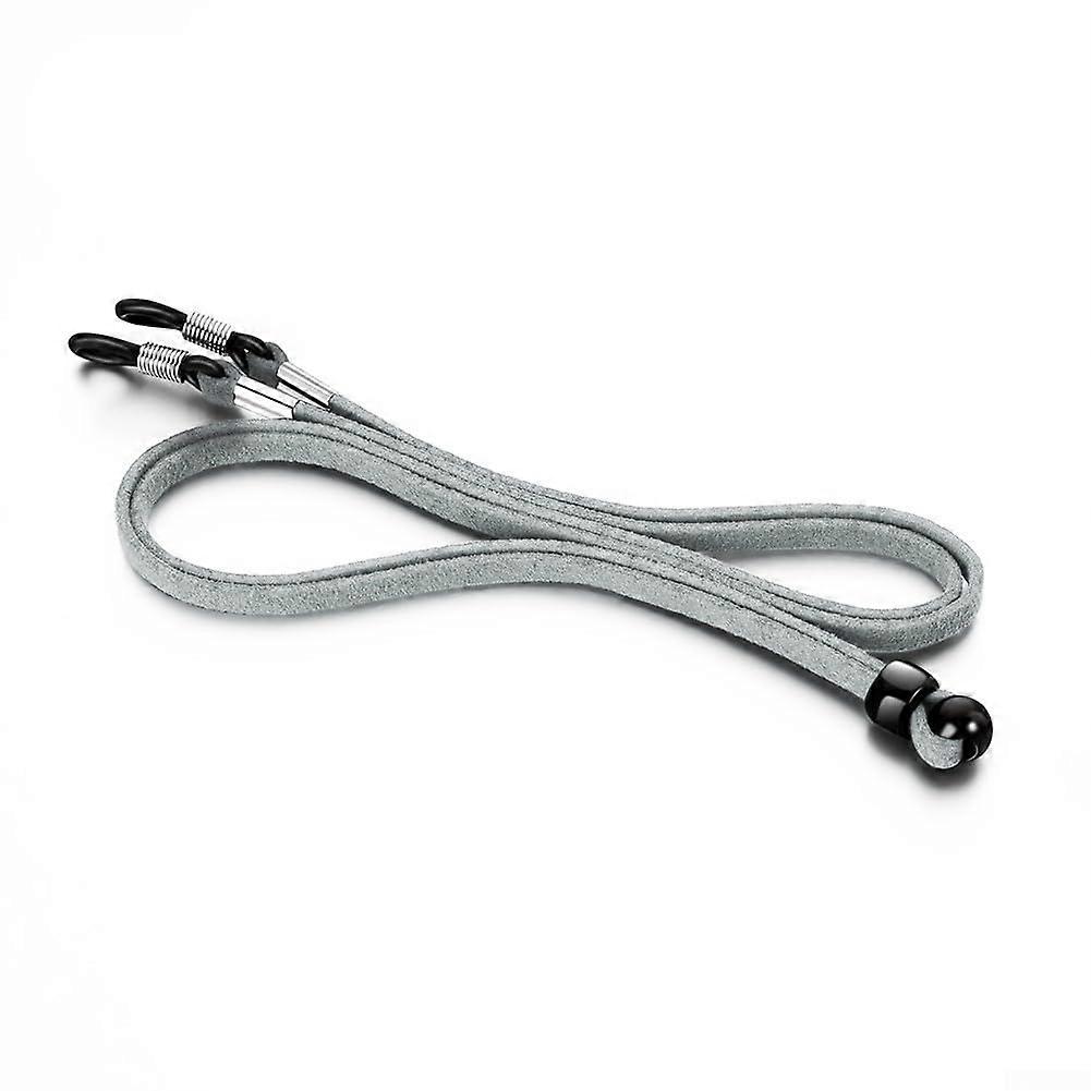 Adjustable Leather Eyeglass Neck Strap for Reading Glasses and Sunglasses Gray